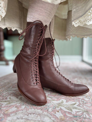 1910s Everyday Lace-up - Dark Brown - Ruth