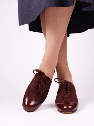40s everyday two-tone Oxfords - Dark brown / Aubergine - Clara