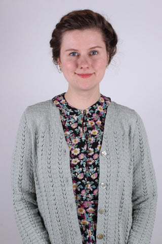 1930s style long cardigan / swagger jacket - Apple green - Isabel