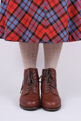 1930s and 1940s winter snow boots with Fur lining - Brown- Rita