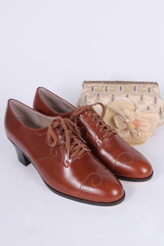 Classic 1930s Oxfords - Cognac Brown - Juliette