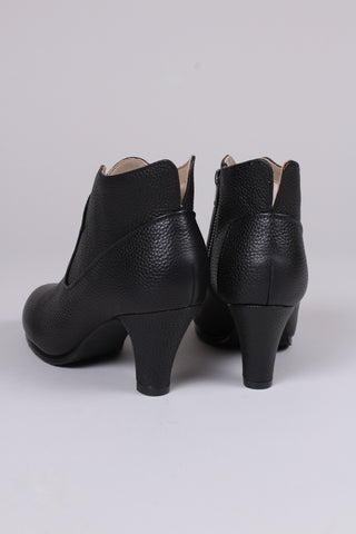 1950s high heel ankle boots with wool lining - Black - Laura