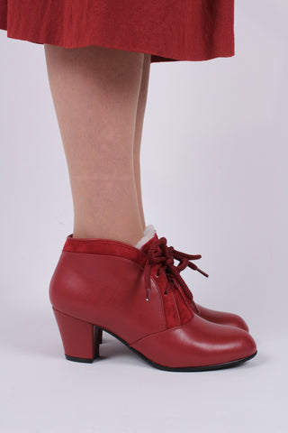 1940s / early 1950s winter ankle boots  - Red - Lillie