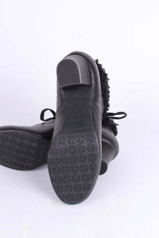 Soft 1940s /1950s booties with wool shearling - black - Karin