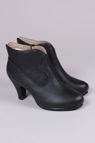 1950s high heel ankle boots with wool lining - Black - Laura