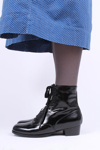 1910s / 1920s style everyday leather boot  - Black - Britta