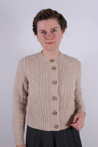 1940s vintage style cardigan - Cream  - Ingrid