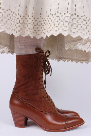 1900s Edwardian Style Boots - Brown - Victoria