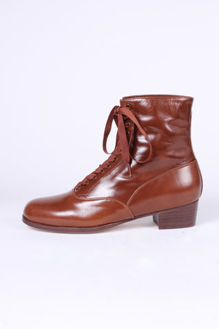 1910s / 1920s style everyday leather boot  - Brown - Britta