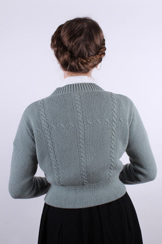 1940s vintage style cardigan - Merino - Dusty mint green - Vera