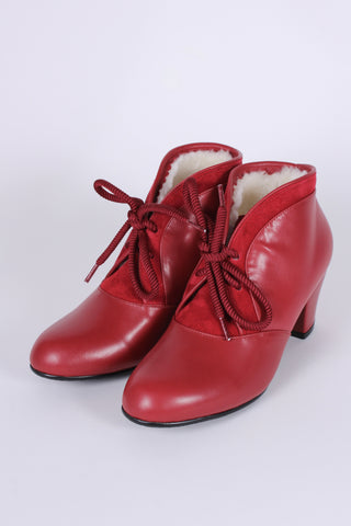 1940s / early 1950s winter ankle boots  - Red - Lillie