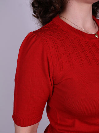 1940s / 1950s style short-sleeved pullover - Red - Sally