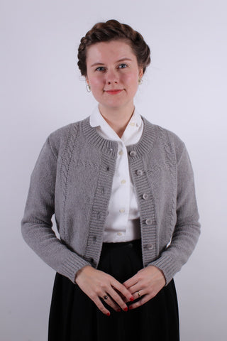 1940s vintage style cardigan - Light grey - Vera