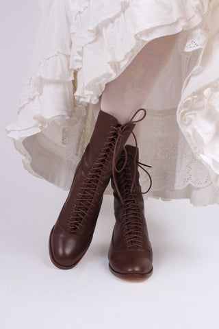 1910s Everyday Lace-up - Dark Brown - Ruth