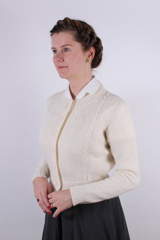 1940s vintage style cardigan - Off White - Vera