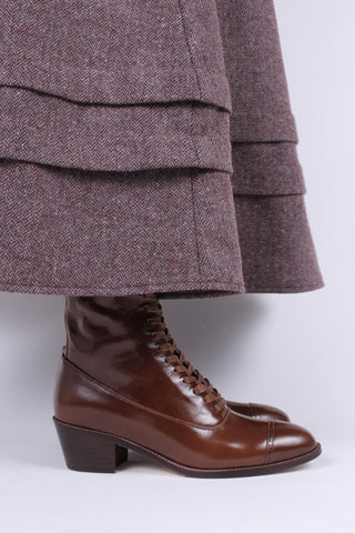 Edwardian everyday walking boot, 1910 - brown - Alice