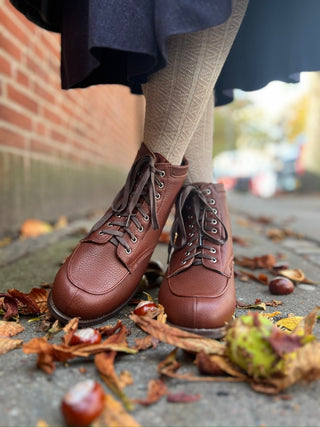 1930s and 1940s winter snow boots with Fur lining - Brown- Rita