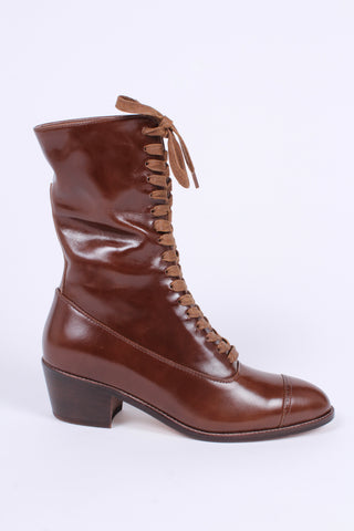 Edwardian everyday walking boot, 1910 - brown - Alice
