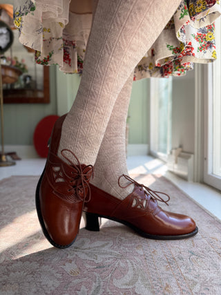 Wool tights - Cream / grey  melange - Anita