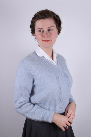 1940s / 1950s vintage style mohair cardigan - Dusty light blue - Kirsten