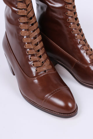 Edwardian everyday walking boot, 1910 - brown - Alice