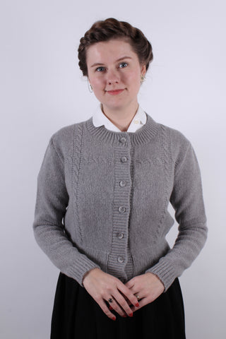 1940s vintage style cardigan - Light grey - Vera