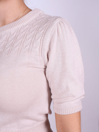 1940s / 1950s style short-sleeved pullover - Cream - Sally