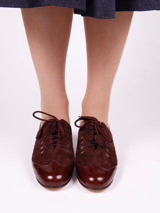 40s everyday two-tone Oxfords - Dark brown / Aubergine - Clara