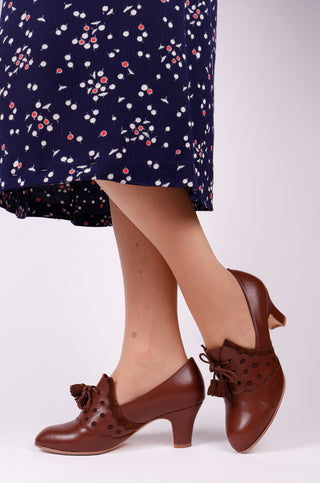 1930s everyday Oxford heels with tassels - Brown - Mildred
