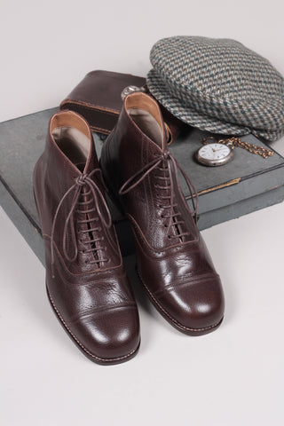 Men's late 20s / 30s style everyday leather ankle boot - Dark brown - Tom