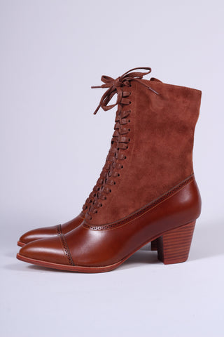 1900s Edwardian Style Boots - Brown - Victoria