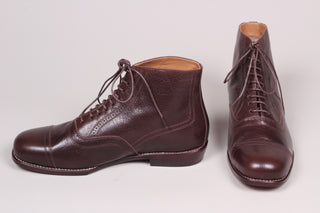 Men's late 20s / 30s style everyday leather ankle boot - Dark brown - Tom