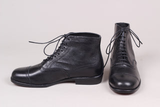 Men's late 20s / 30s style everyday leather ankle boot - Black - Tom