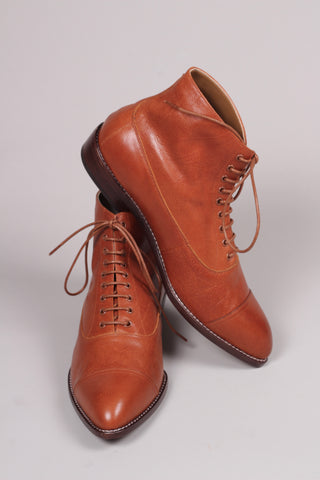 Men's Edwardian 10s / 20s style ankle leather boot - Cognac brown - William