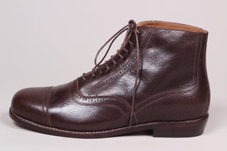 Men's late 20s / 30s style everyday leather ankle boot - Dark brown - Tom