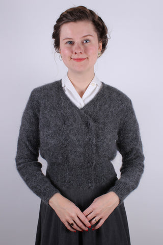 1940s / 1950s vintage style mohair cardigan - Dark grey - Kirsten