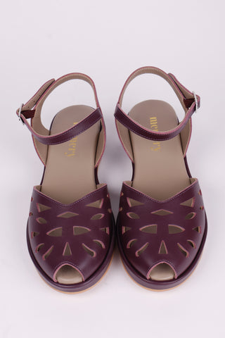 1940s / 50s style summer sandals /  wedges - Plum - Sidse