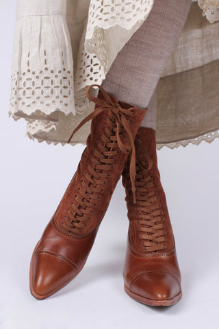1900s Edwardian Style Boots - Brown - Victoria - memery