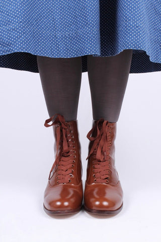 1910s / 1920s style everyday leather boot - Brown - Britta - memery