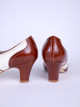1920s Classic Everyday Pumps - Cream - Frances - memery