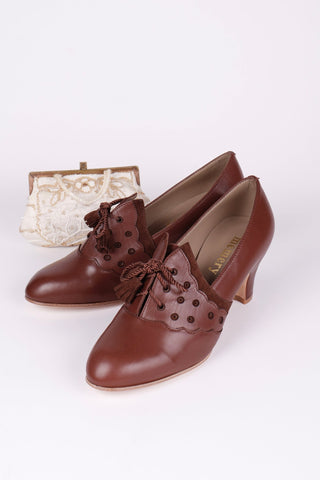 1930s everyday Oxford heels with tassels - Brown - Mildred - memery