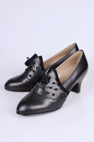 1930s everyday Oxford shoes with tassels - black - Mildred - memery