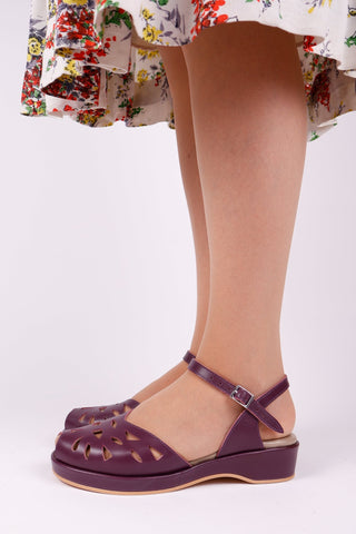 1940s / 50s style summer sandals / wedges - Plum - Sidse - memery