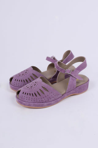 1940s / 50s suede wedge sandals - Lavender - Ella - memery