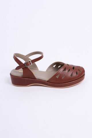 1940s / 50s summer wedge sandals - Brown - Sidse - memery