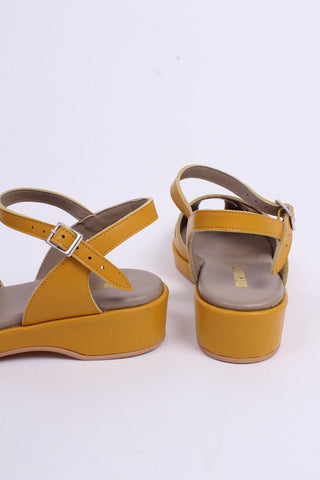 1940s / 50s summer wedge sandals - Mustard Yellow - Sidse - memery