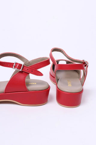 1940s / 50s summer wedge sandals - Red - Sidse - memery