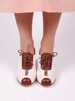 1940s Spectator Oxford pumps - Brown / Off - White - Lucy - memery