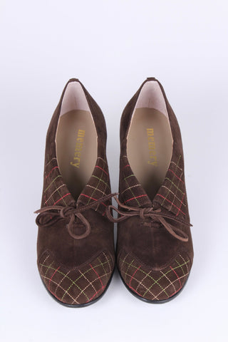 1940s Suede Pumps with Colored Trim – Brown – Edith - memery