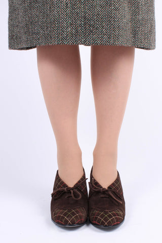 1940s Suede Pumps with Colored Trim – Brown – Edith - memery